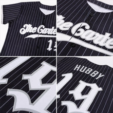 Charger l'image dans la galerie, Custom Black Gray Pinstripe White-Gray Authentic Baseball Jersey