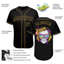 Load image into Gallery viewer, Custom Black Black-Old Gold Authentic Skull Fashion Baseball Jersey