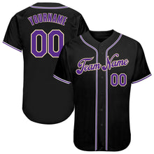 Load image into Gallery viewer, Custom Black Purple-White Authentic Baseball Jersey
