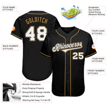 Load image into Gallery viewer, Custom Black White-Old Gold Authentic Baseball Jersey