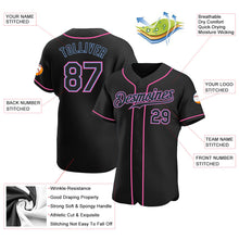 Load image into Gallery viewer, Custom Black Black-Pink Authentic Baseball Jersey