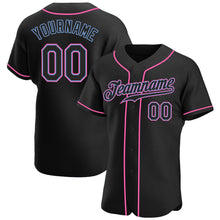 Load image into Gallery viewer, Custom Black Black-Pink Authentic Baseball Jersey
