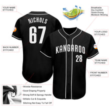 Load image into Gallery viewer, Custom Black White Authentic Baseball Jersey