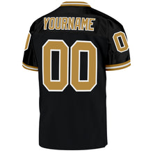 Load image into Gallery viewer, Custom Black Old Gold-White Mesh Authentic Throwback Football Jersey