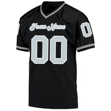 Laden Sie das Bild in den Galerie-Viewer, Custom Black Silver-White Mesh Authentic Throwback Football Jersey