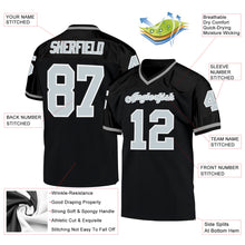Laden Sie das Bild in den Galerie-Viewer, Custom Black Silver-White Mesh Authentic Throwback Football Jersey