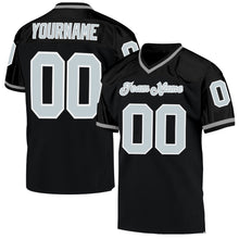 Laden Sie das Bild in den Galerie-Viewer, Custom Black Silver-White Mesh Authentic Throwback Football Jersey