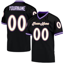 Charger l'image dans la galerie, Custom Black White-Purple Mesh Authentic Throwback Football Jersey