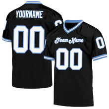 Charger l'image dans la galerie, Custom Black White-Light Blue Mesh Authentic Throwback Football Jersey
