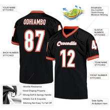 Charger l'image dans la galerie, Custom Black White-Orange Mesh Authentic Throwback Football Jersey