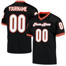 Charger l'image dans la galerie, Custom Black White-Orange Mesh Authentic Throwback Football Jersey