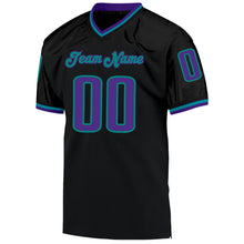 Laden Sie das Bild in den Galerie-Viewer, Custom Black Purple-Aqua Mesh Authentic Throwback Football Jersey