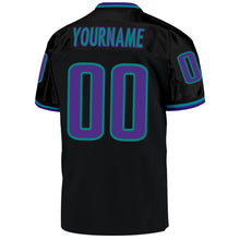 Laden Sie das Bild in den Galerie-Viewer, Custom Black Purple-Aqua Mesh Authentic Throwback Football Jersey