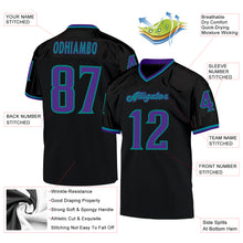 Laden Sie das Bild in den Galerie-Viewer, Custom Black Purple-Aqua Mesh Authentic Throwback Football Jersey