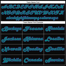 Laden Sie das Bild in den Galerie-Viewer, Custom Black Purple-Aqua Mesh Authentic Throwback Football Jersey