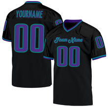 Laden Sie das Bild in den Galerie-Viewer, Custom Black Purple-Aqua Mesh Authentic Throwback Football Jersey