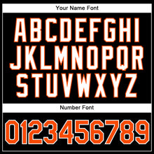 Load image into Gallery viewer, Custom Black White Pinstripe Orange-White Authentic Baseball Jersey