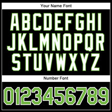 Load image into Gallery viewer, Custom Black White Pinstripe Neon Green-White Authentic Baseball Jersey