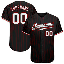 Загрузить изображение в средство просмотра галереи, Custom Black Red Pinstripe White-Red Authentic Baseball Jersey