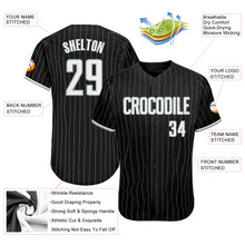 Load image into Gallery viewer, Custom Black Gray Pinstripe White-Gray Authentic Baseball Jersey