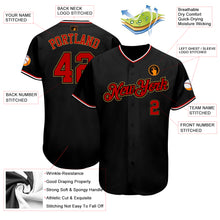 Load image into Gallery viewer, Custom Black Red-Old Gold Authentic Baseball Jersey