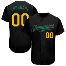 Load image into Gallery viewer, Custom Black Gold-Kelly Green Authentic Baseball Jersey