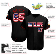 Load image into Gallery viewer, Custom Black USA Flag-Red Authentic Baseball Jersey