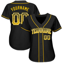 Load image into Gallery viewer, Custom Black Gold-White Authentic Drift Fashion Baseball Jersey
