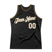 Load image into Gallery viewer, Custom Black White-Old Gold Authentic Throwback Basketball Jersey