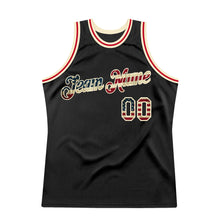 Load image into Gallery viewer, Custom Black Vintage USA Flag-Cream Authentic Throwback Basketball Jersey