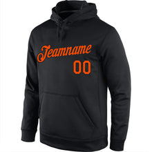 Load image into Gallery viewer, Custom Stitched Black Orange Sports Pullover Sweatshirt Hoodie
