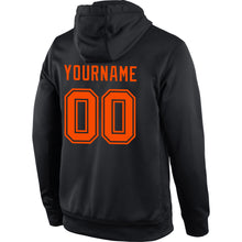 Load image into Gallery viewer, Custom Stitched Black Orange Sports Pullover Sweatshirt Hoodie