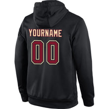 Load image into Gallery viewer, Custom Stitched Black Crimson-Cream Sports Pullover Sweatshirt Hoodie