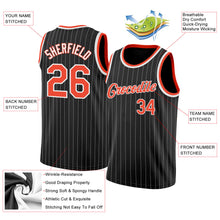 Charger l'image dans la galerie, Custom Black White Pinstripe Orange-White Authentic Basketball Jersey