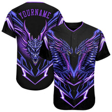 Load image into Gallery viewer, Custom Black Purple 3D Monster Authentic Baseball Jersey