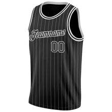 Load image into Gallery viewer, Custom Black White Pinstripe Black-White Authentic Basketball Jersey