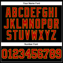 Load image into Gallery viewer, Custom Black Red Pinstripe Red-Gold Authentic Basketball Jersey