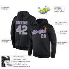 Load image into Gallery viewer, Custom Stitched Black Gray-Purple Sports Pullover Sweatshirt Hoodie