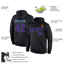 Load image into Gallery viewer, Custom Stitched Black Purple-Light Blue Sports Pullover Sweatshirt Hoodie