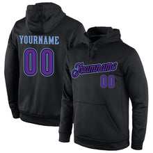 Load image into Gallery viewer, Custom Stitched Black Purple-Light Blue Sports Pullover Sweatshirt Hoodie