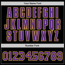 Load image into Gallery viewer, Custom Stitched Black Purple-Gold Sports Pullover Sweatshirt Hoodie