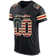Laden Sie das Bild in den Galerie-Viewer, Custom Black Vintage USA Flag-Cream Mesh Authentic Football Jersey