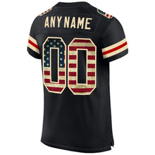Laden Sie das Bild in den Galerie-Viewer, Custom Black Vintage USA Flag-Cream Mesh Authentic Football Jersey