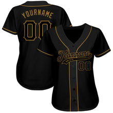 Load image into Gallery viewer, Custom Black Black-Old Gold Authentic Baseball Jersey