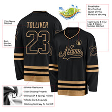 Загрузить изображение в средство просмотра галереи, Custom Black Black-Old Gold Hockey Jersey