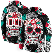 Laden Sie das Bild in den Galerie-Viewer, Custom Stitched Black White-Red 3D Skull Fashion Sports Pullover Sweatshirt Hoodie
