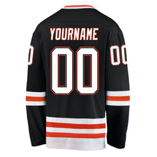 Загрузить изображение в средство просмотра галереи, Custom Black White-Orange Hockey Jersey