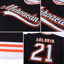 Загрузить изображение в средство просмотра галереи, Custom Black White-Orange Hockey Jersey