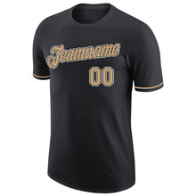 Load image into Gallery viewer, Custom Black Old Gold-White Performance T-Shirt