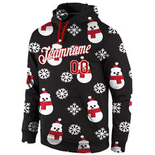 Laden Sie das Bild in den Galerie-Viewer, Custom Stitched Black Red-White Christmas 3D Sports Pullover Sweatshirt Hoodie
